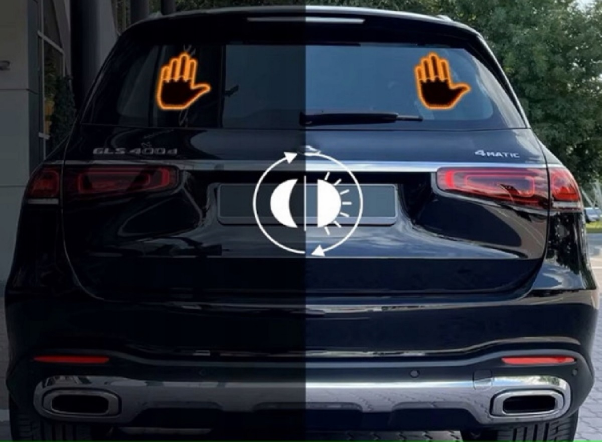 Zábavná originálna svietiaca ruka s gestami na zadné okno auta